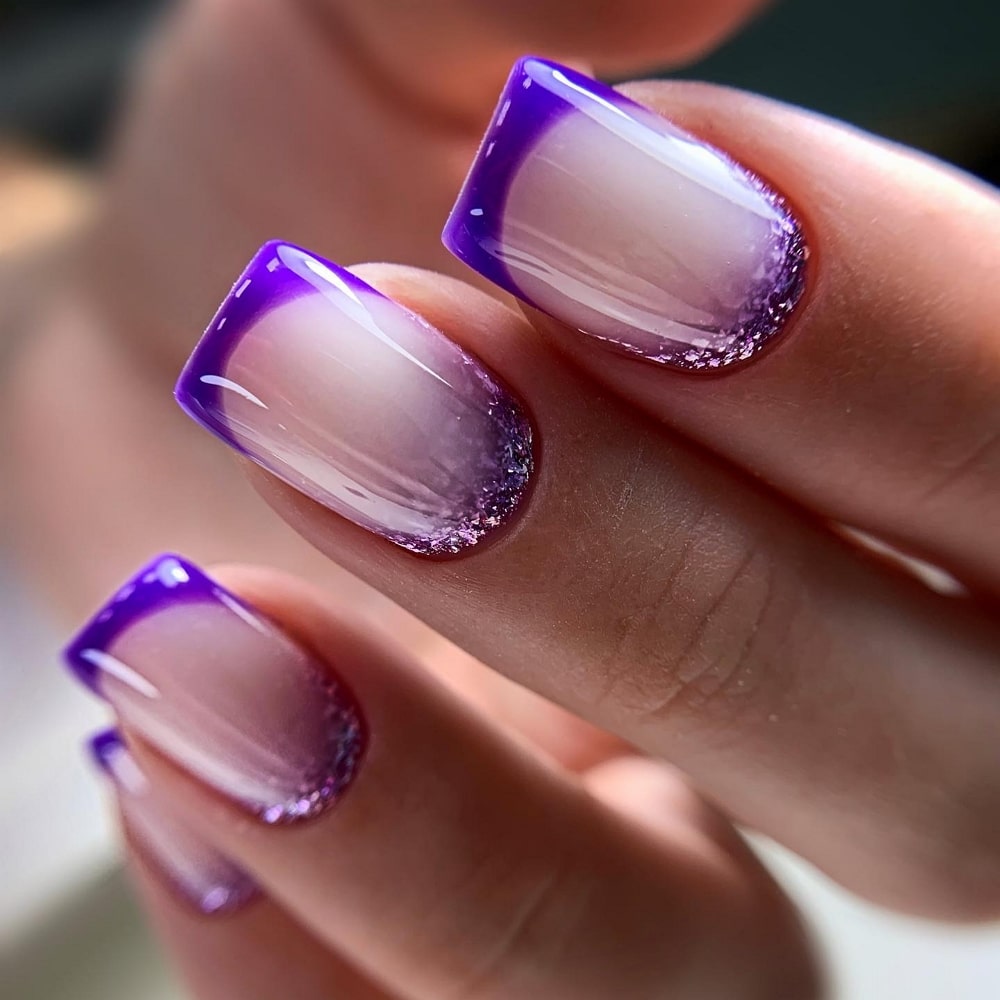 French Tip Purple Nails 