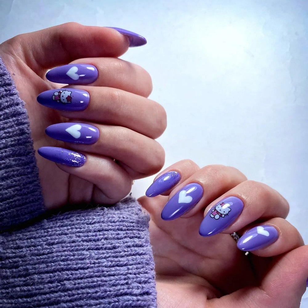 Cute Purple Acrylic Nails