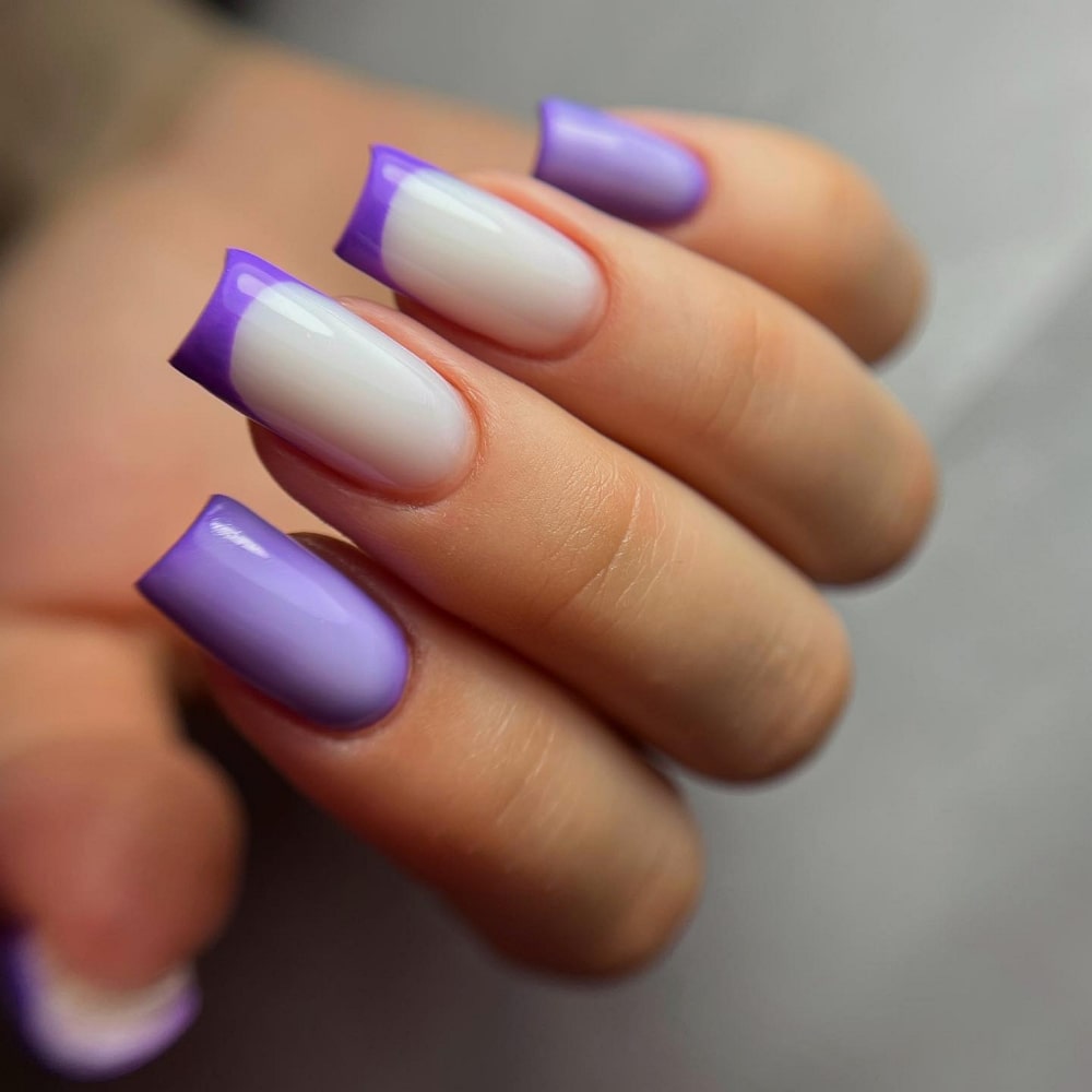 Acrylic Nails with Purple Tips