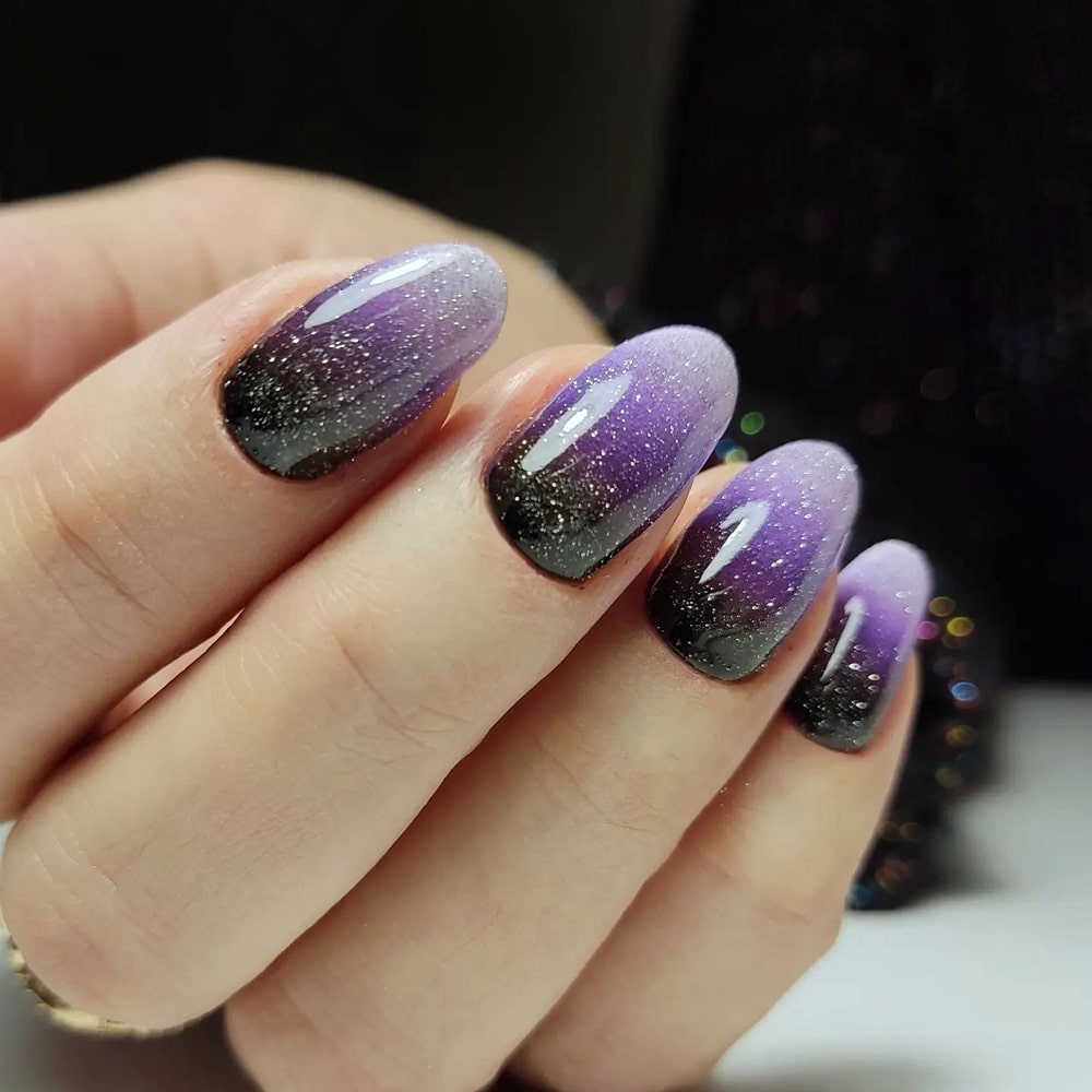 Purple and Black Ombre Nails 
