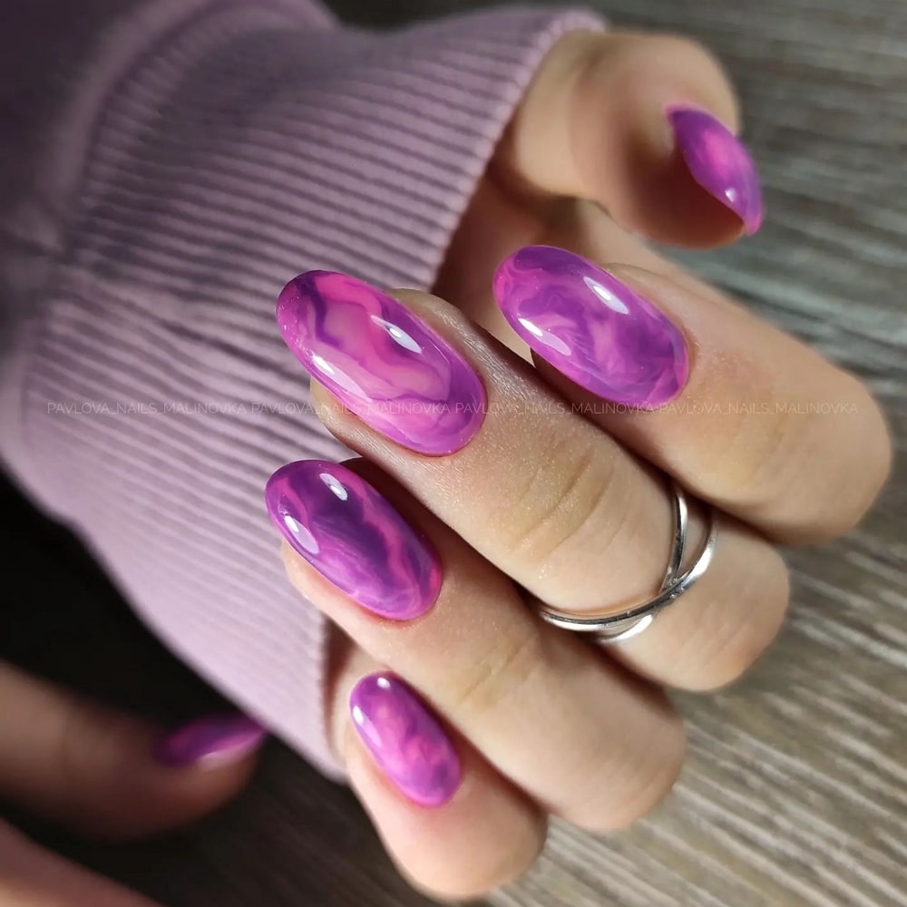 Purple and Pink Marble Nails 