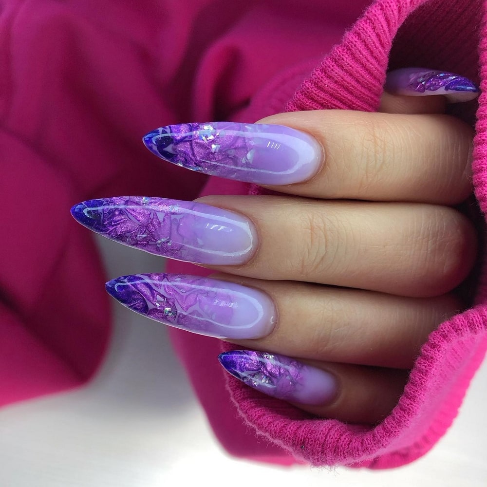 Purple Marble Nails 