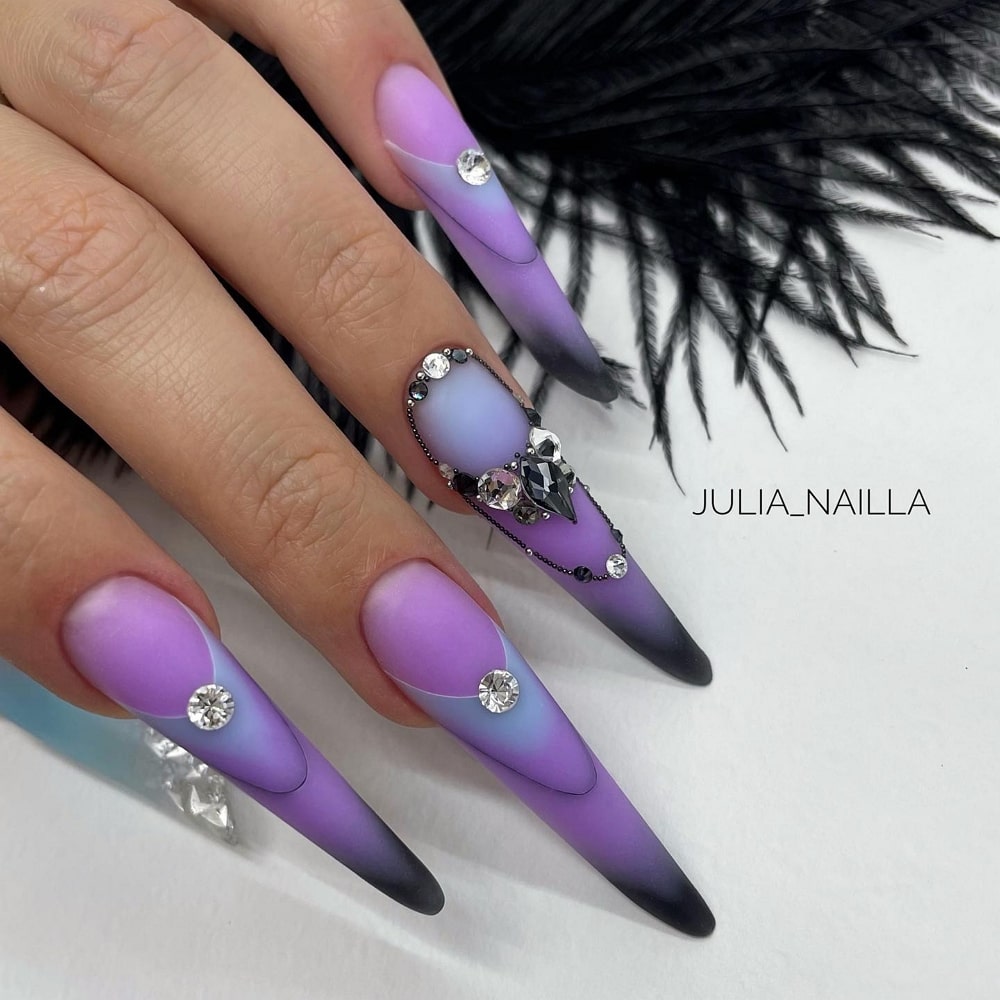 Matte Acrylic Purple Nails 