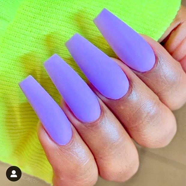 Acrylic Purple Matte Nails 