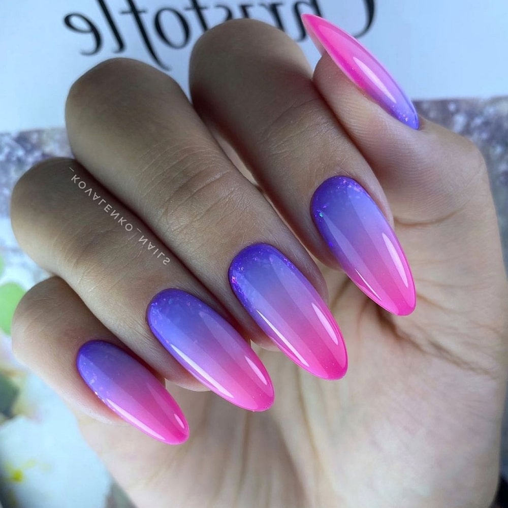 Purple and Pink Ombre Nails 