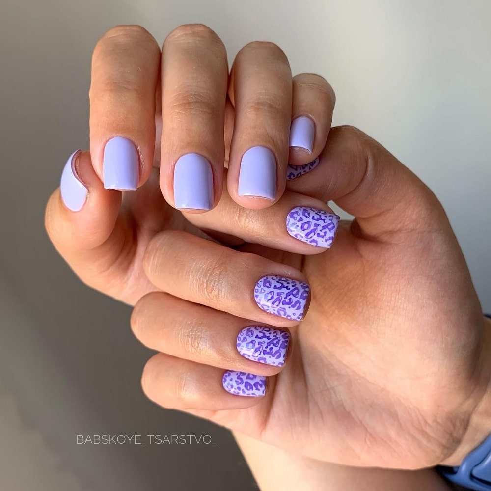 Purple Nails with Leopard Print