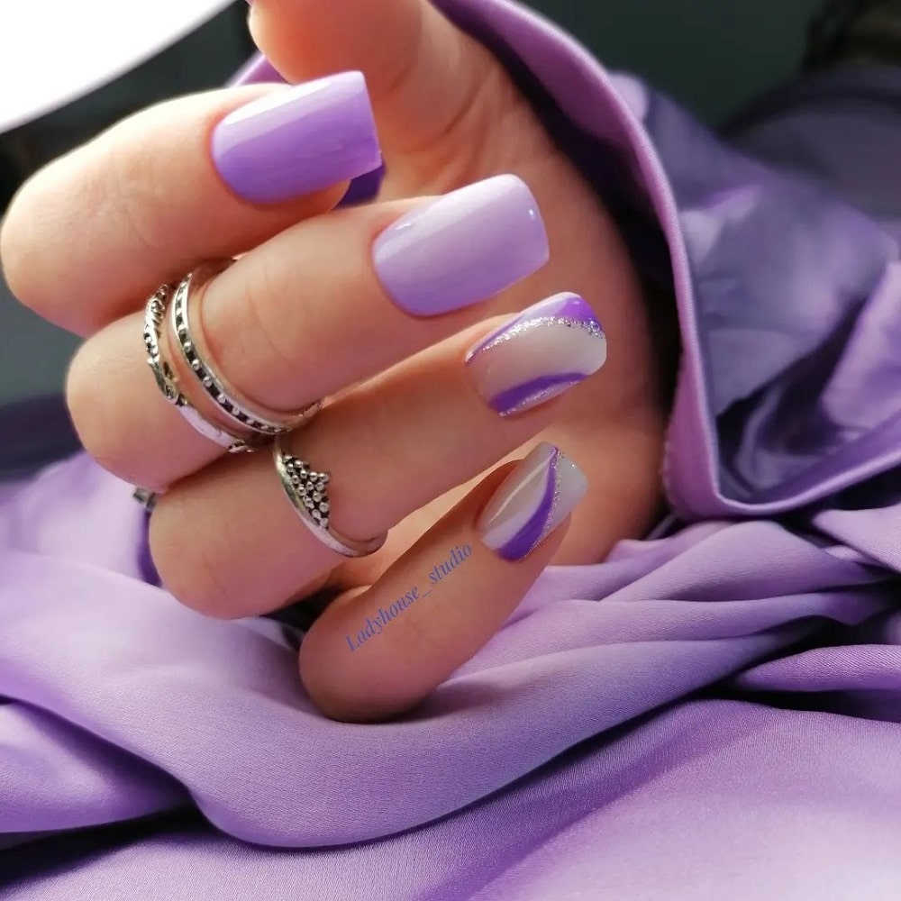 Acrylic Pastel Purple Nails 