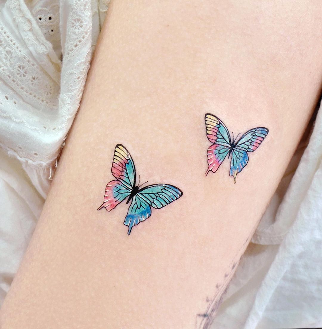 Cluster Of Butterflies Tattoo At Jennifer Lyman Blog