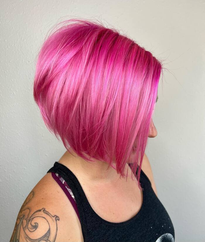 Hot Pink Bob Haircut