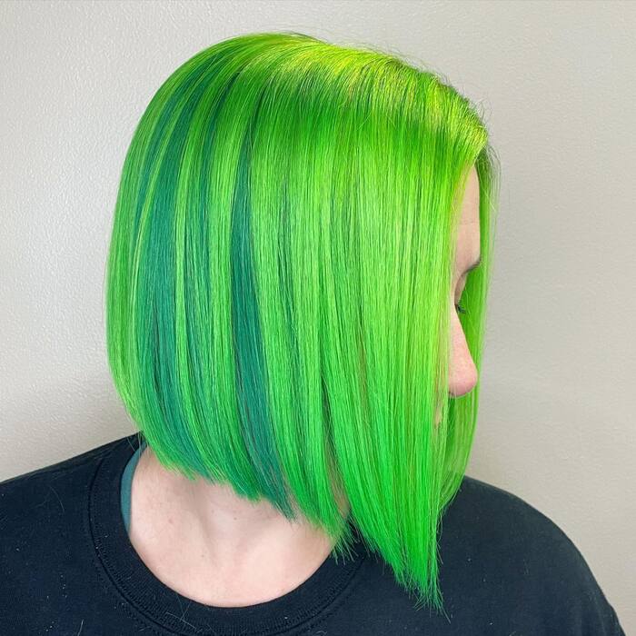 Neon Green Bob Haircut