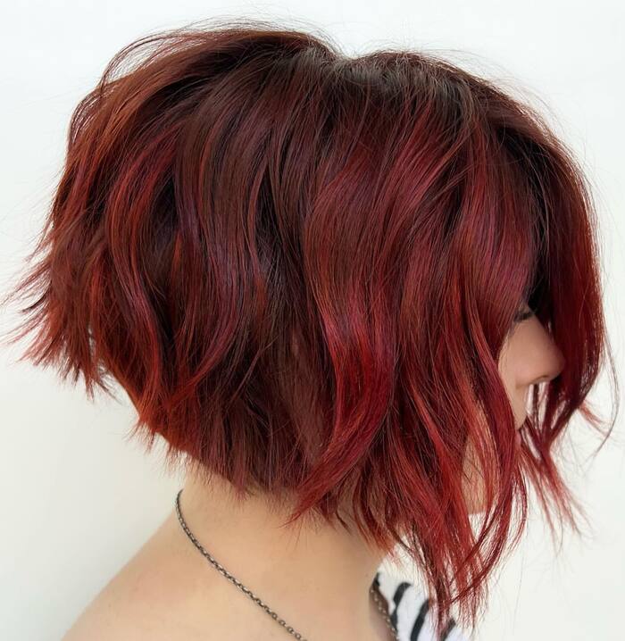 Dramatic Red Inverted Bob