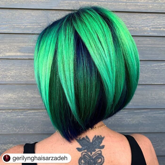 Green A-line Bob Haircut