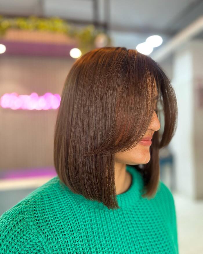 Bob Hairstyle with Curtain Bangs