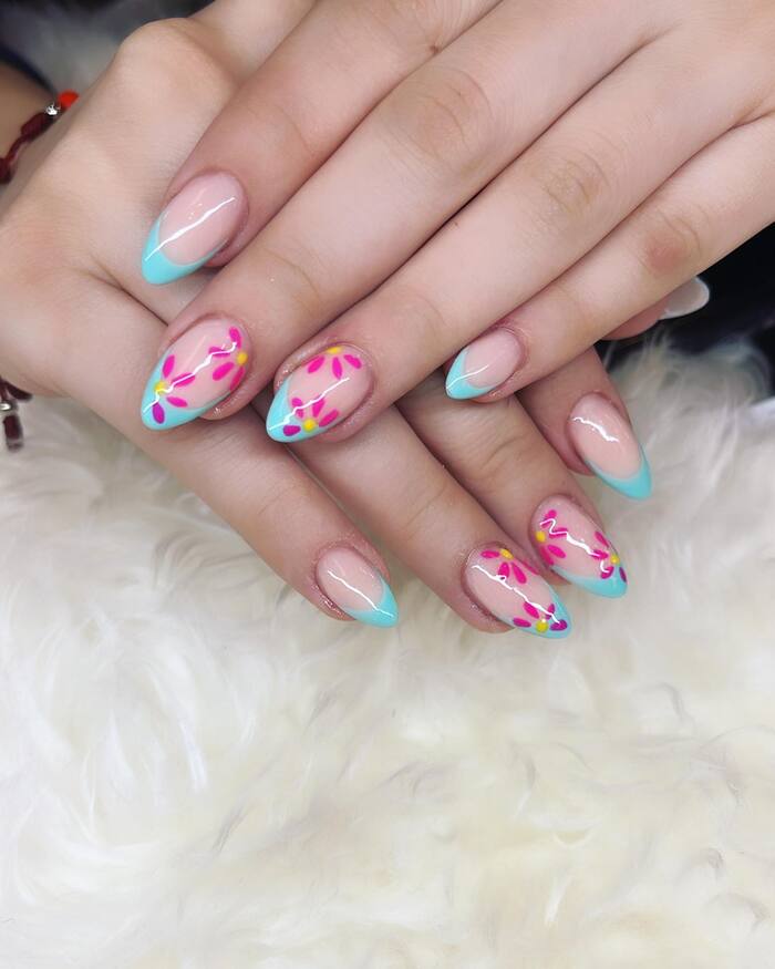 Turquoise French Nails