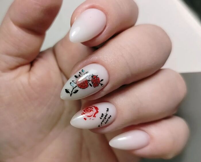 Short White Pointed Nails