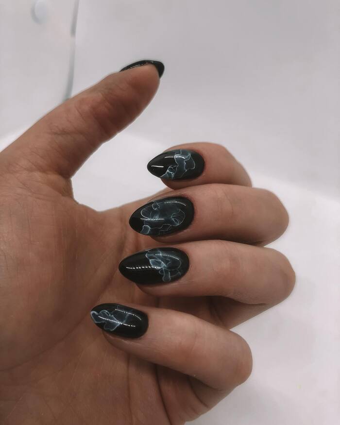Marble Short Almond Nails