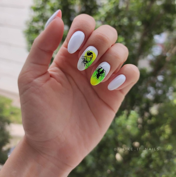 White Nails With Paintings