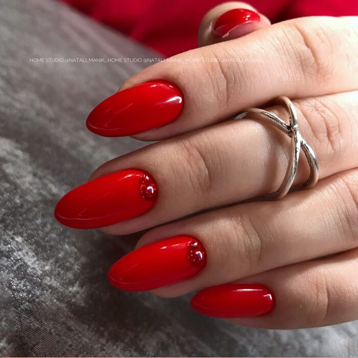 Short Red Almond Nails