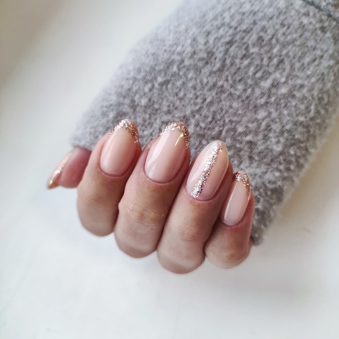 Almond Nails with Glitter Tips