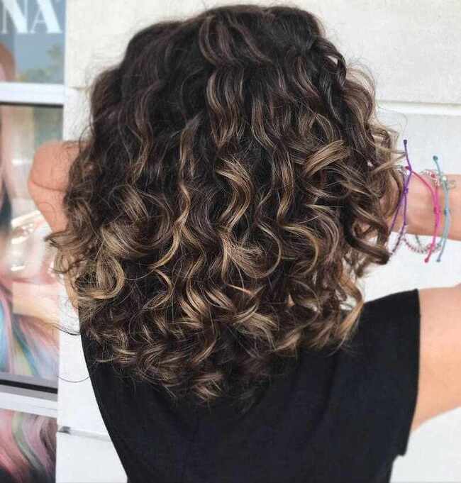 Brunette balayage curly hair