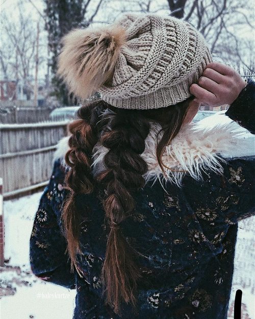 Two Fishtail Braids with Beanie