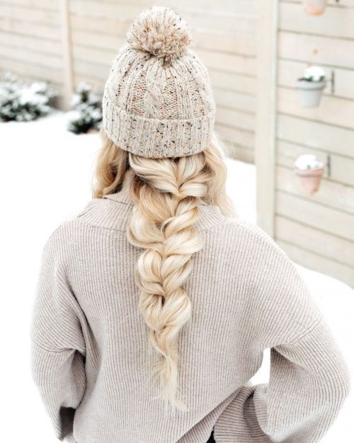 Beanie with Tousled Braids