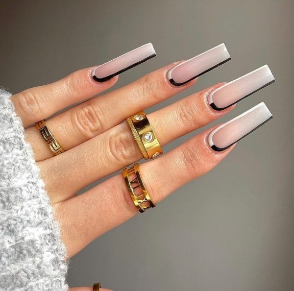 Black and White Coffin Nails