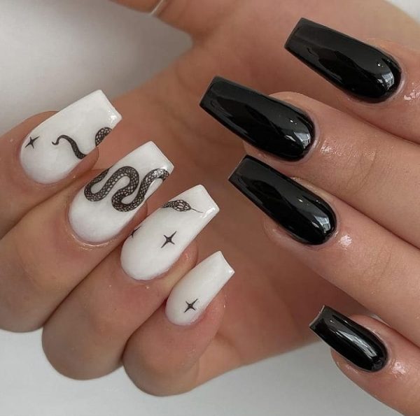 White Nails with Black Paintings