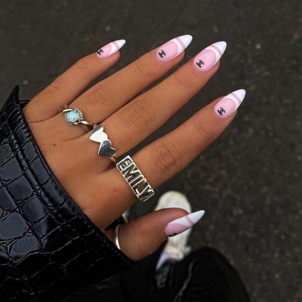 Simple Black and White Nail Design