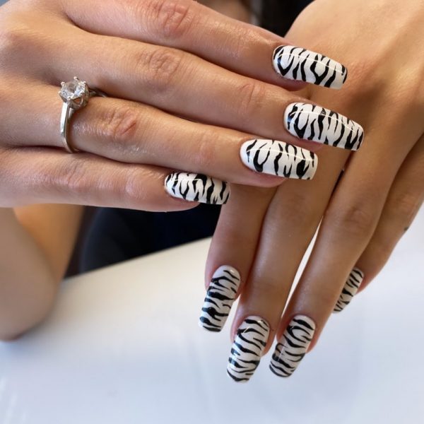 Black Stripes on White Nails