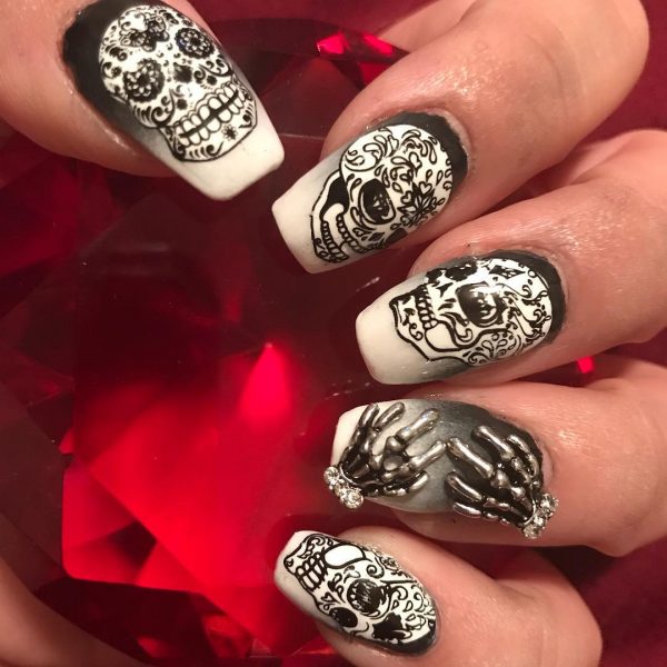 Black and White Halloween Nails