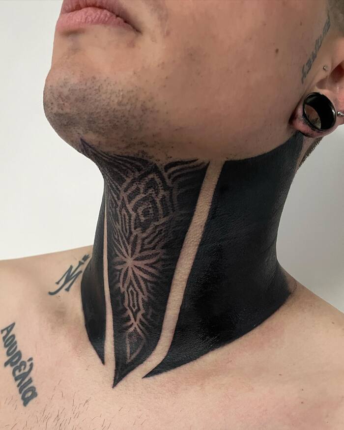 Blackout neck men tattoo