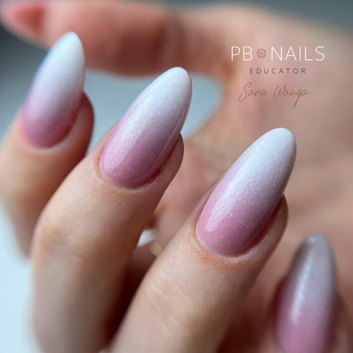 Pink and white french ombre manicure