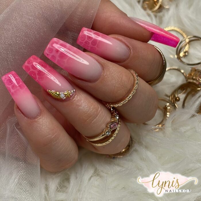 Pink french ombre wedding nails
