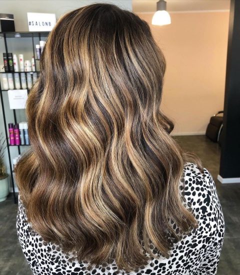 Brown hair with honey highlights