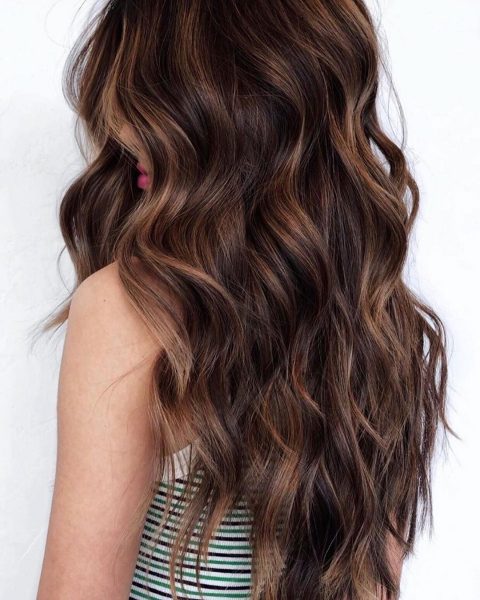 Brown hair with amber highlights
