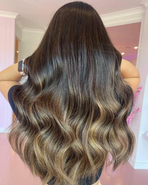 Brown hair with ombre highlights
