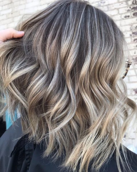 Brown hair with platinum highlights