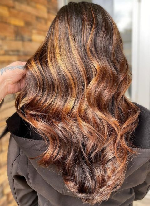 Caramel highlights on brown hair