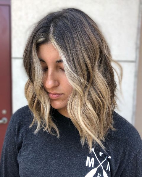 Brown bob with highlights