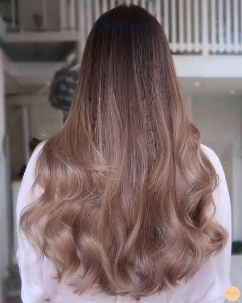 Long brown hair with layers and highlights