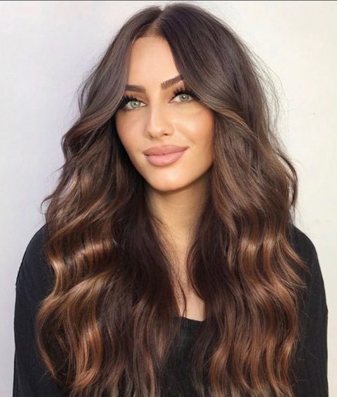 Highlights for dark brown hair and olive skin