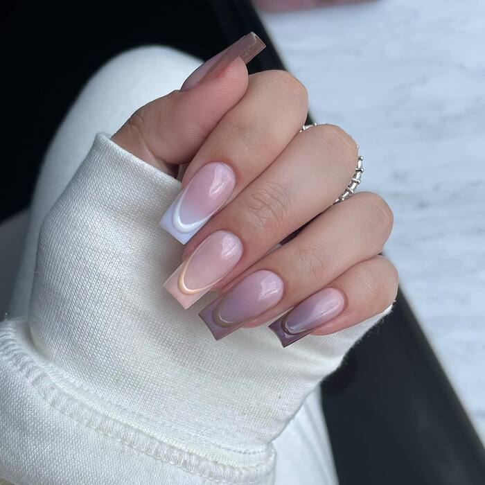 Nude and Brown Fall Ombre Nails 