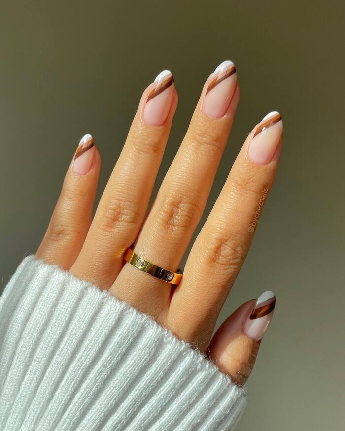 Simple Fall Nails With Stripes