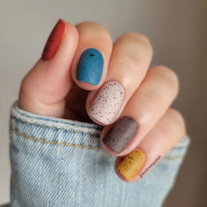 Short Matte Nails In Fall Colors