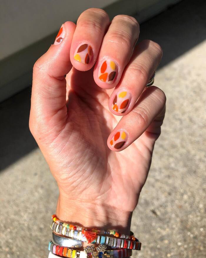Close-up photo of Short and Easy Fall Leaf Nails
