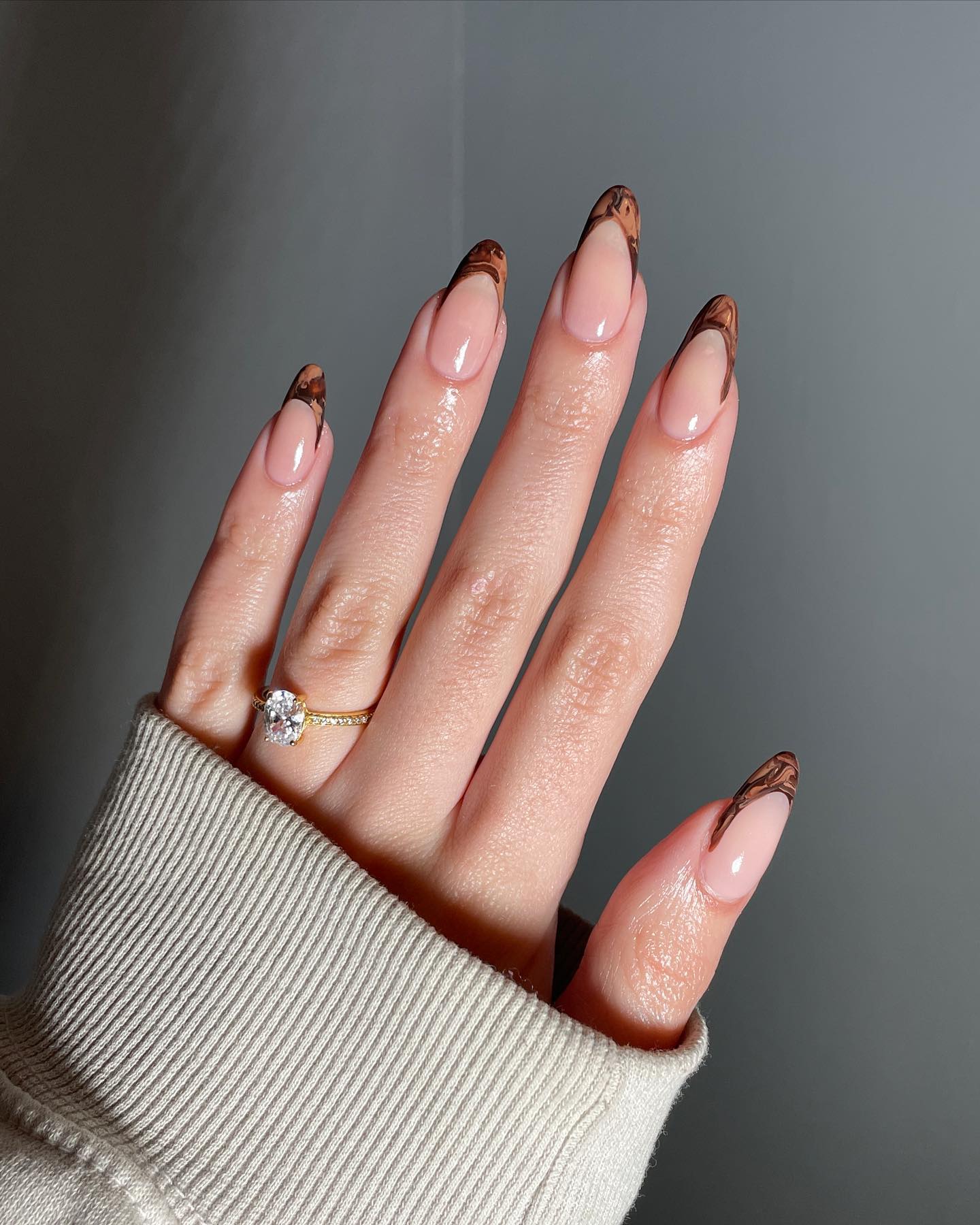 Nails with Brown tips looks like wood