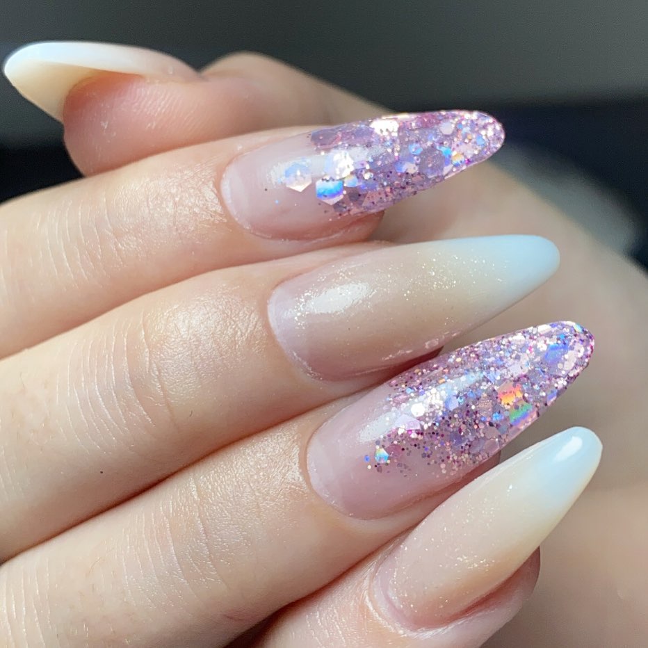 Pink glitter ombre nails 