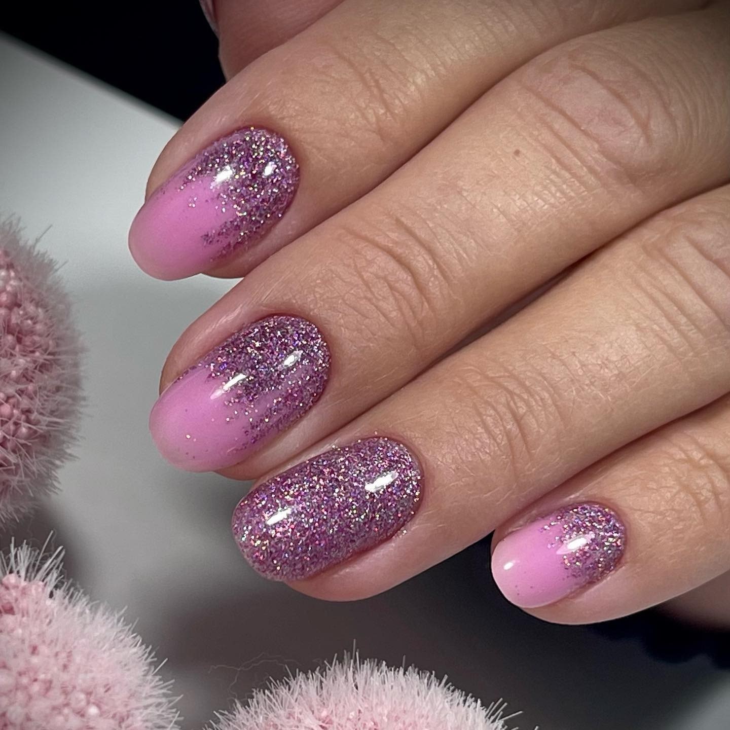 Rose Gold french ombre manicured nails