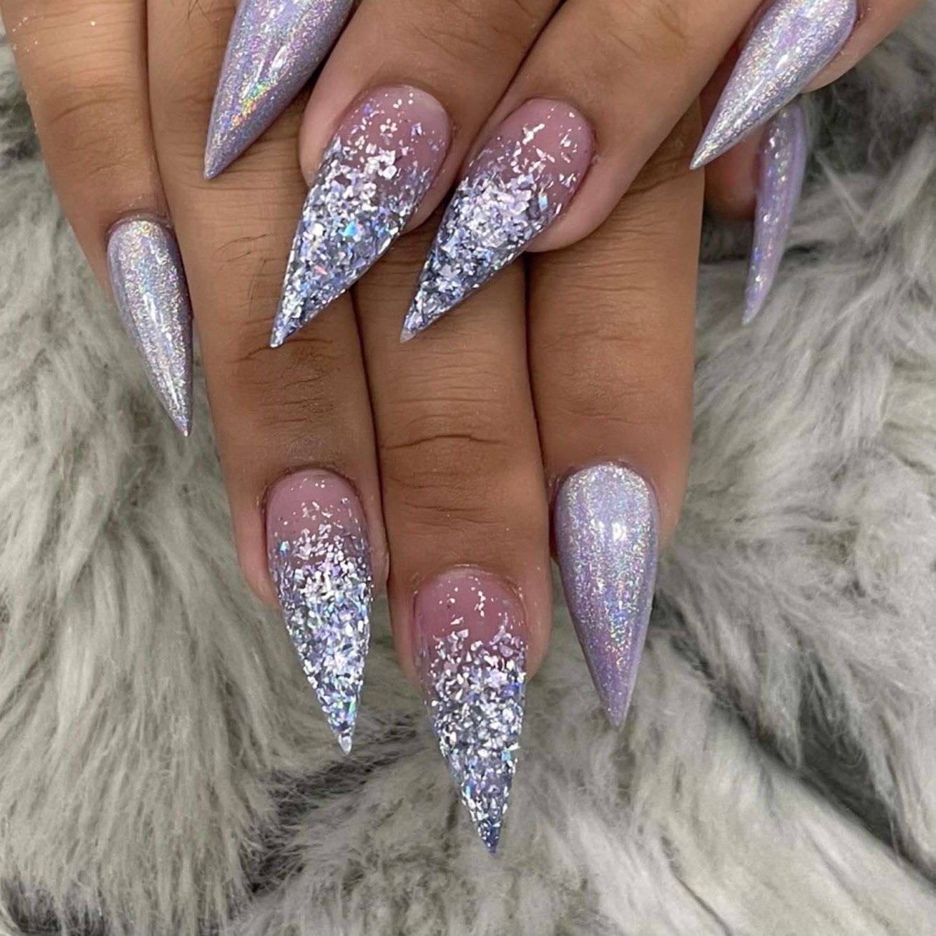 French ombre nails with glitter - 37 manicure ideas not just for Christmas